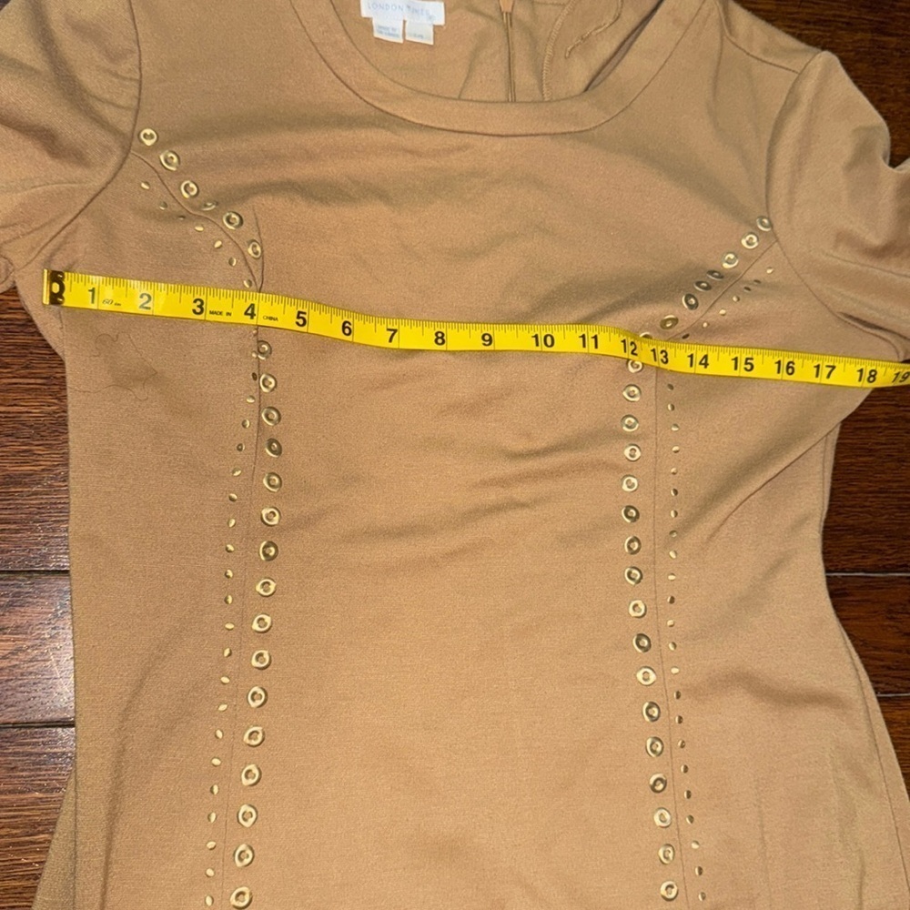 London Times camel tan long sleeve dress size 14 - Picture 4 of 8